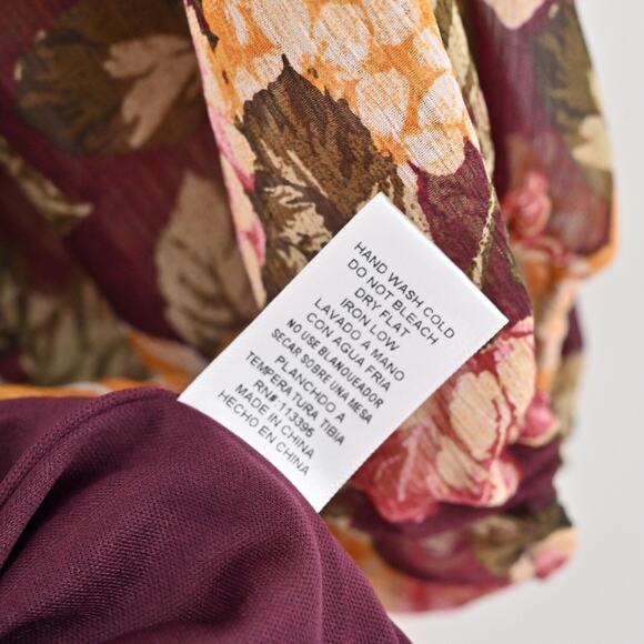 EN CREME Floral Boho Dress Size L Tiered Ruffle Balloon Sleeve Square Neck Retro - Picture 9 of 13